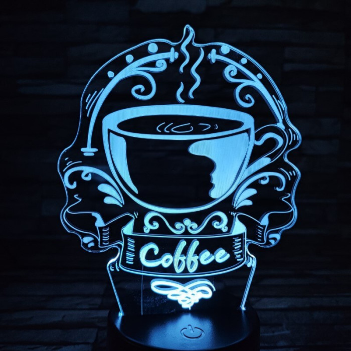 Kávé illat 7 színű 3D led lámpa