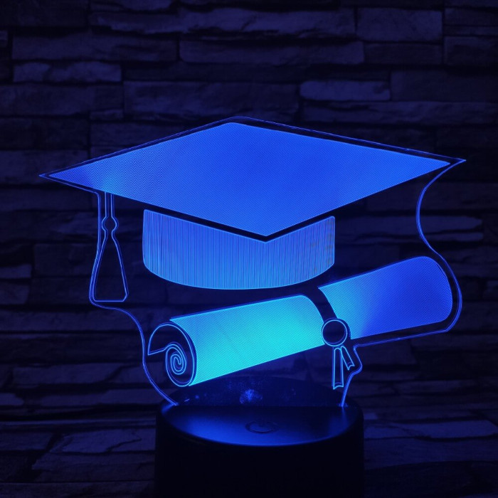 Diplomaosztó kalap  7 színű 3D led lámpa