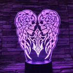 Koponya angyalszárny 7 színű 3D led lámpa