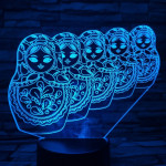 Matrjoska baba 7 színű 3D led lámpa