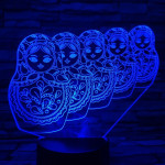 Matrjoska baba 7 színű 3D led lámpa