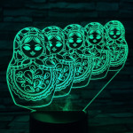 Matrjoska baba 7 színű 3D led lámpa