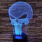 Koponya Punisher 7 színű 3D led lámpa