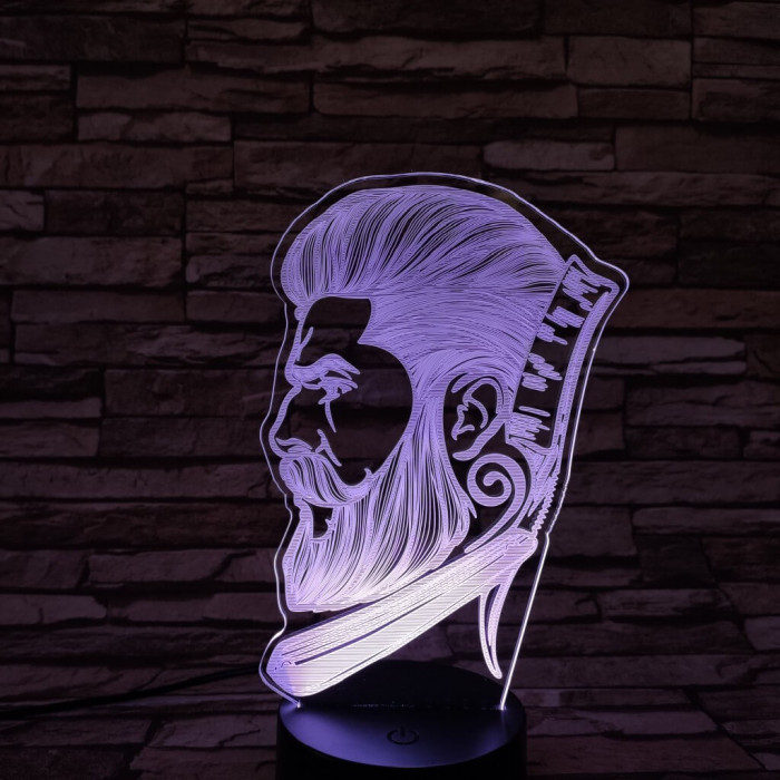 Borbély  7 színű 3D led lámpa