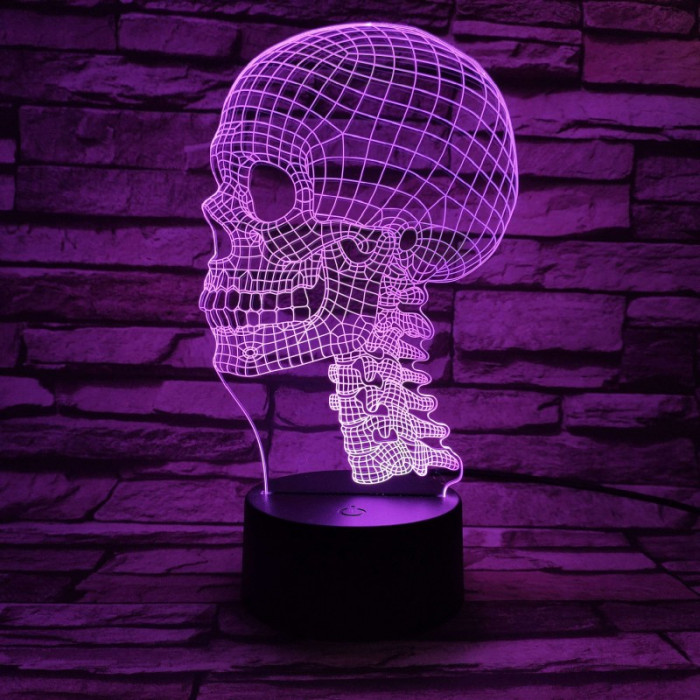 Koponya  7 színű 3D led lámpa