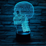 Koponya  7 színű 3D led lámpa