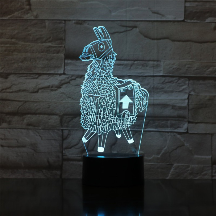 Láma 7 színű 3D led lámpa