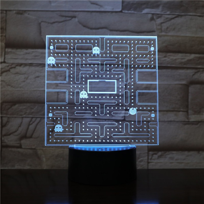 Packman  7 színű 3D led lámpa
