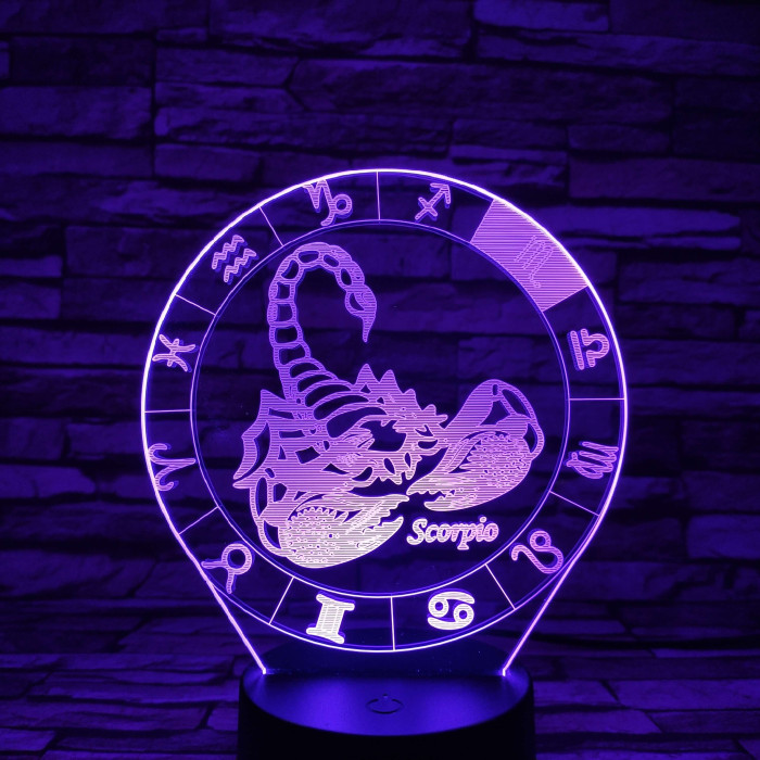 Skorpió Horoszkóp 7 színű 3D led lámpa