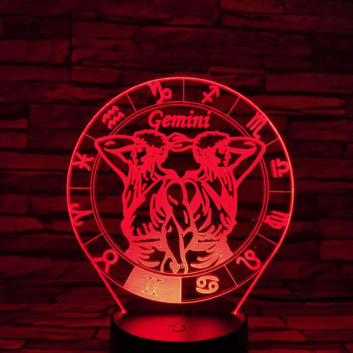 Ikrek Horoszkóp 7 színű 3D led lámpa