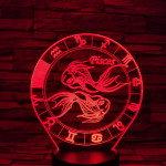 Halak Horoszkóp 7 színű 3D led lámpa