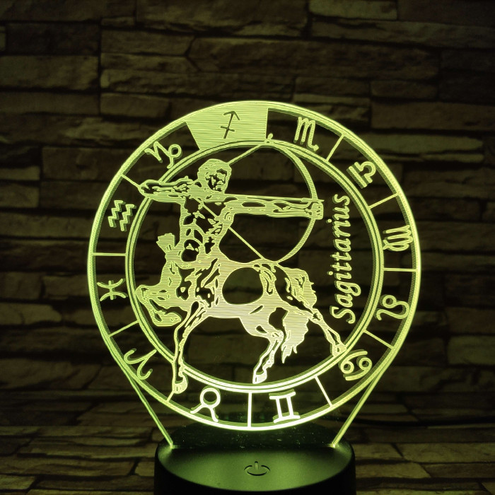 Nyilas Horoszkóp 7 színű 3D led lámpa
