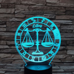 Mérleg Horoszkóp 7 színű 3D led lámpa