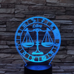 Mérleg Horoszkóp 7 színű 3D led lámpa