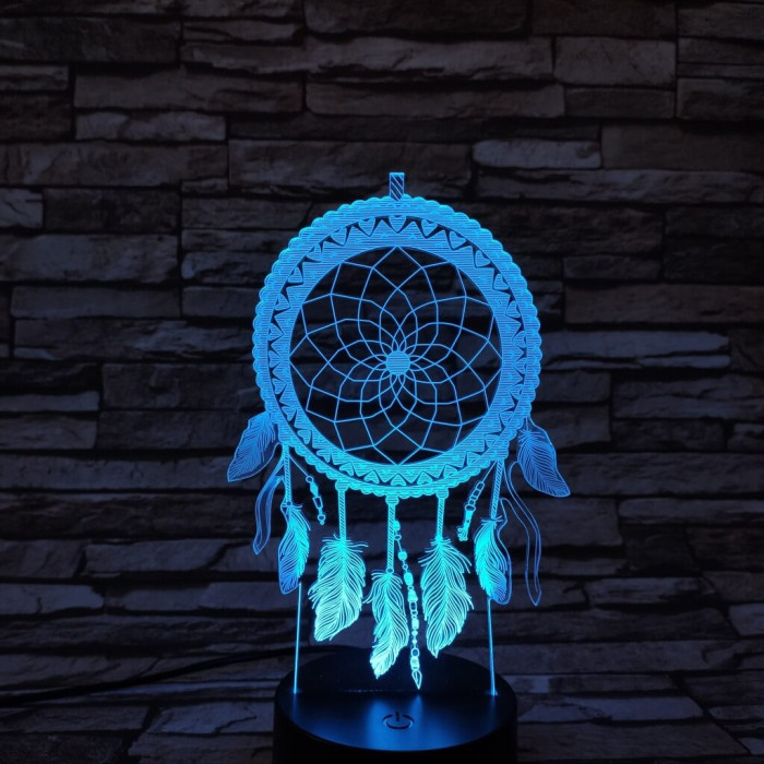 Indián álomfogó amulett 7 színű 3D led lámpa