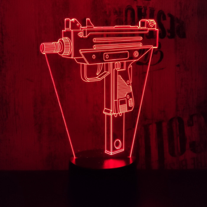 Uzi géppisztoly 7 színű 3D led lámpa
