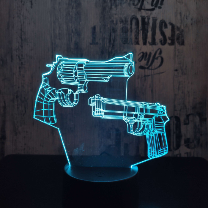 Két Pisztoly 2  7 színű 3D led lámpa
