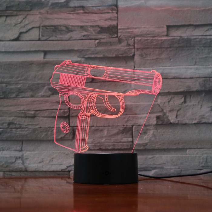 Pisztoly  7 színű 3D led lámpa