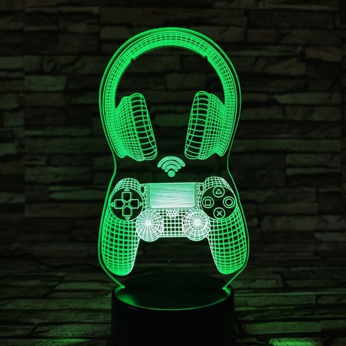 Kontroller & Fejhallgató 7 színű 3D led lámpa