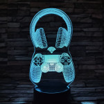 Kontroller & Fejhallgató 7 színű 3D led lámpa