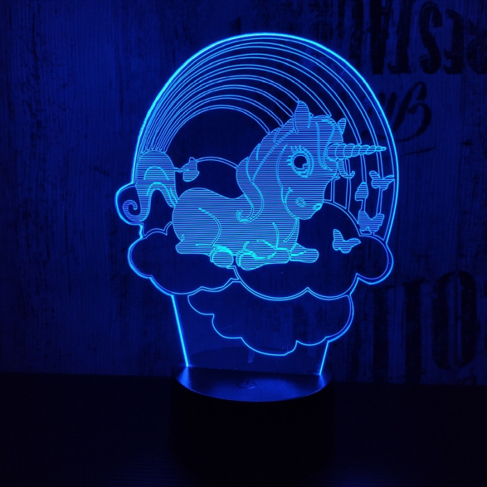 Unikornis felhő 7 színű 3D led lámpa