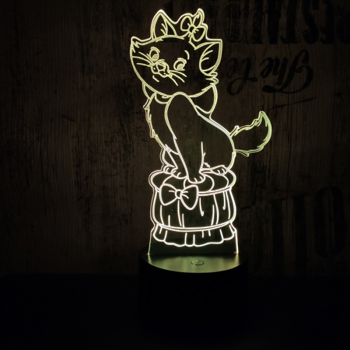 Masnis cica 7 színű 3D led lámpa