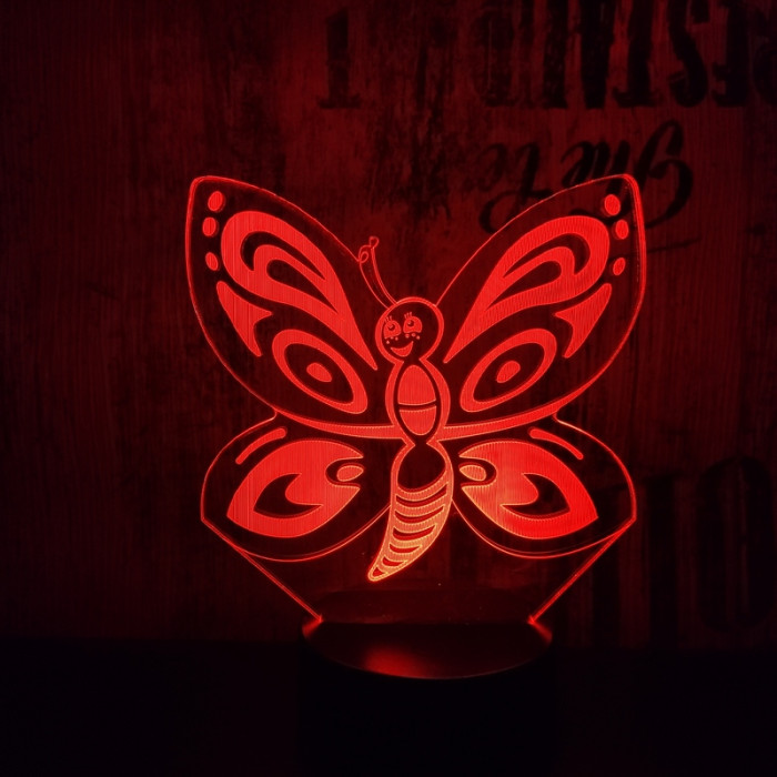 Pillangó  7 színű 3D led lámpa