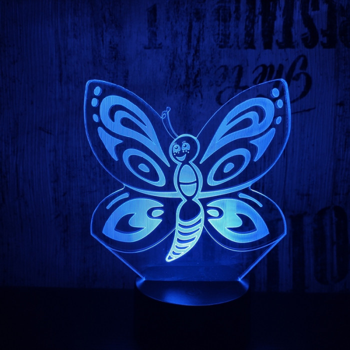 Pillangó  7 színű 3D led lámpa