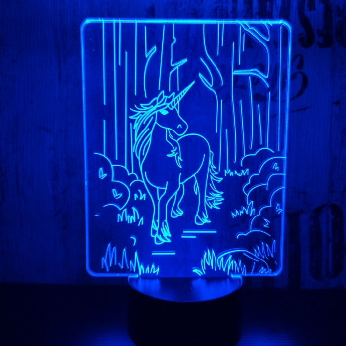 Egyszarvú ló 7 színű 3D led lámpa