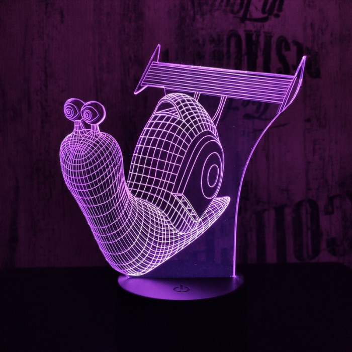 Spoileres csiga 7 színű  3D led lámpa