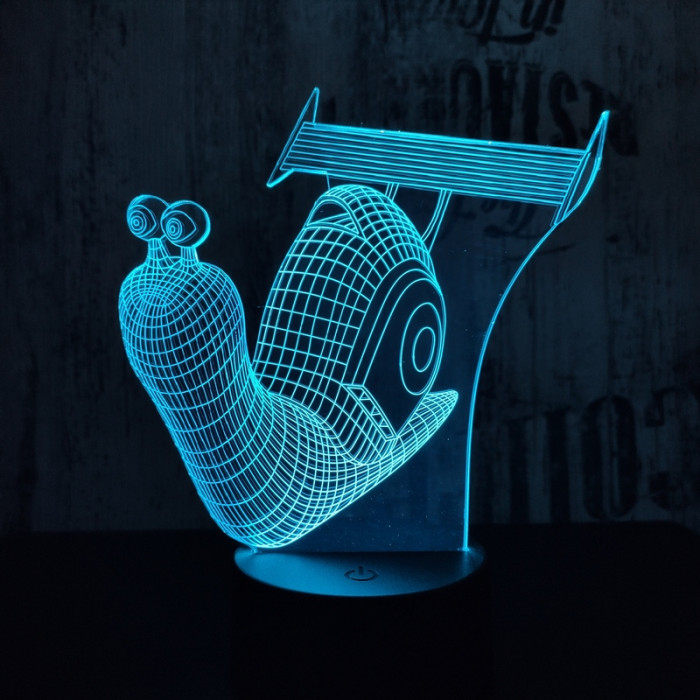 Spoileres csiga 7 színű  3D led lámpa