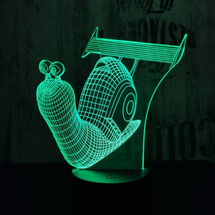 Spoileres csiga 7 színű  3D led lámpa