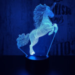 Ugró unikornis 7 színű 3D led lámpa