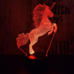 Ugró unikornis 7 színű 3D led lámpa