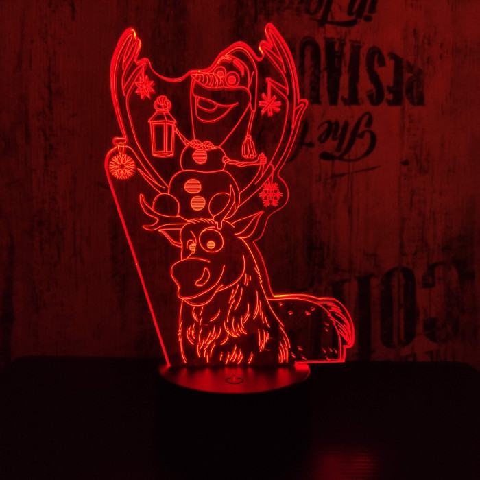 Hóember és Szarvas 7 színű 3D led lámpa