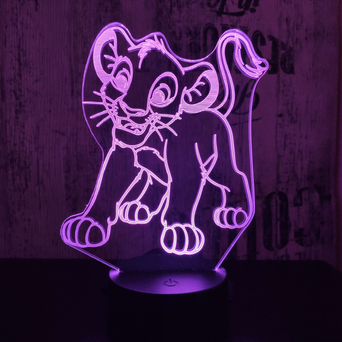 Oroszlán kölyök 7 színű 3D led lámpa