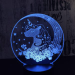 Egyszarvú Csillagos 7 színű 3D led lámpa