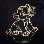 Oroszlán kölyök és a pillangó  7 színű 3D led lámpa