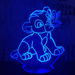 Oroszlán kölyök és a pillangó  7 színű 3D led lámpa