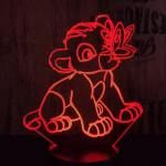 Oroszlán kölyök és a pillangó  7 színű 3D led lámpa