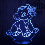 Oroszlán kölyök és a pillangó  7 színű 3D led lámpa