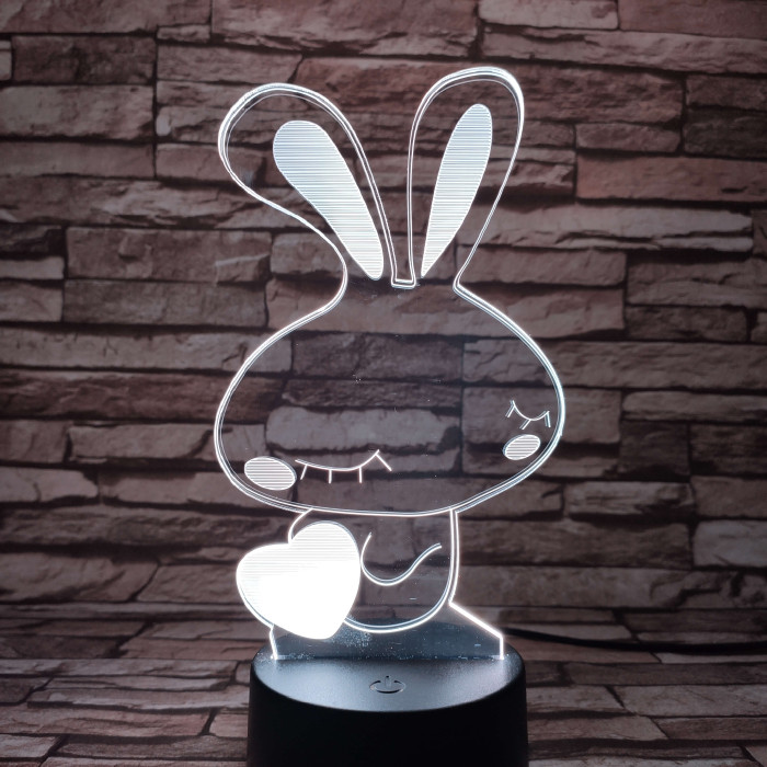 Nyuszi szív 7 színű 3D led lámpa