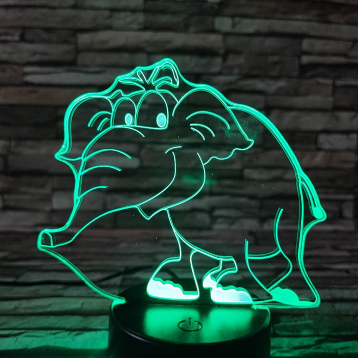 Elefánt bébi 2 7 színű 3D led lámpa