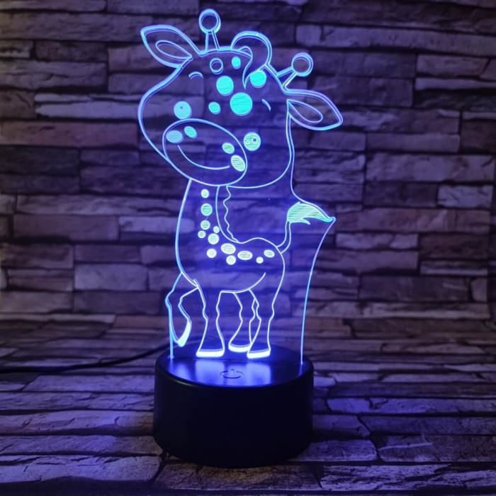 Zsiráf Bébi 2 7 színű 3D led lámpa