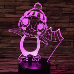 Pingvin lány sapkás 7 színű 3D led lámpa