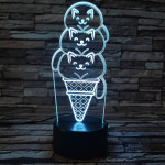 Cica Fagyi 7 színű 3D led lámpa