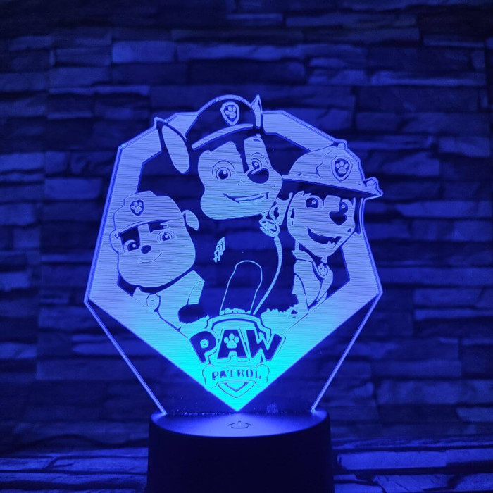 Mancs őrjárat csapat 7 színű 3D led lámpa