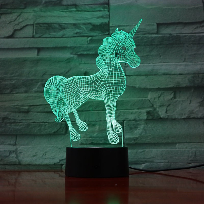 Unikornis baby 7 színű  3D led lámpa