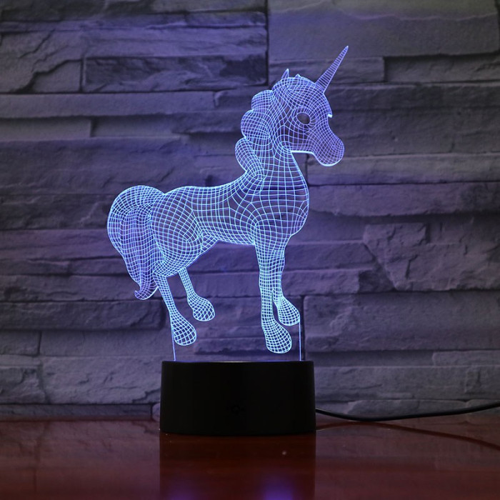Unikornis baby 7 színű  3D led lámpa