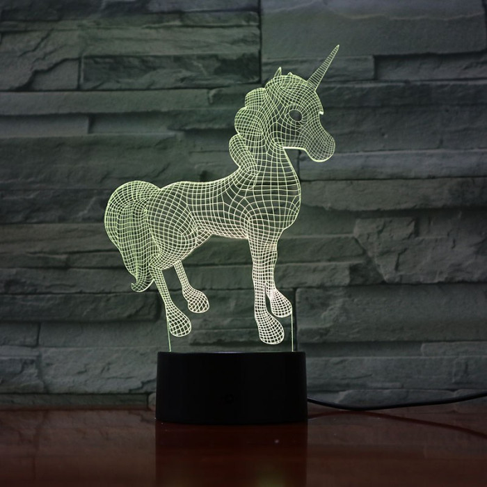 Unikornis baby 7 színű  3D led lámpa